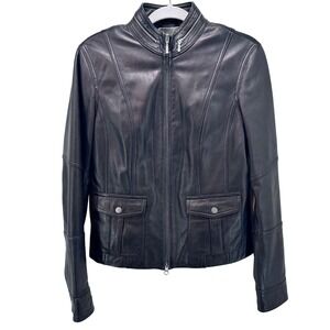 Danier Genuine Leather Moto Jacket Women's Small Zip Out Lining Soft Leather